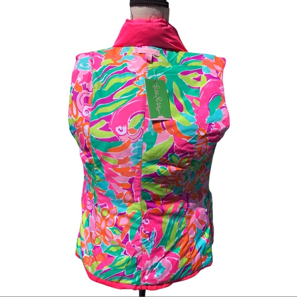 Lilly Pulitzer Tropical Pink Kate Puffer Vest size Small - Picture 3 of 11